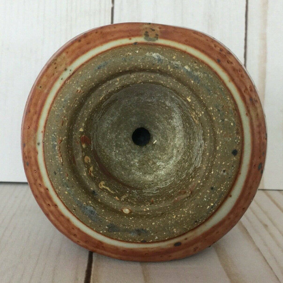 Studio Art Pottery Jar Lid Only Brown & Green Earthtones Country Style Signed - Picture 5 of 9